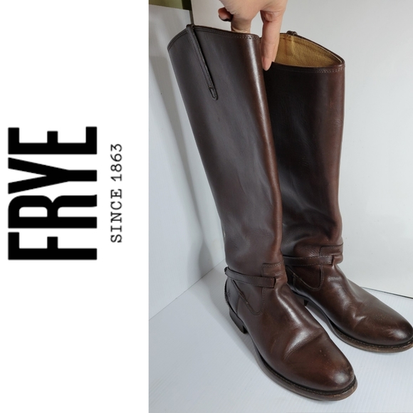 Frye Shoes - Frye leather tall riding knee high boots brown size 7